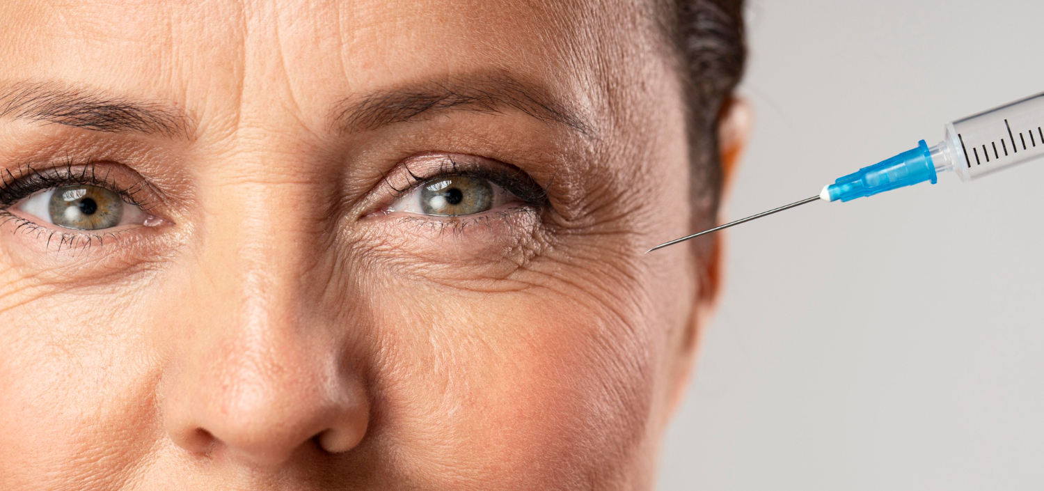 woman using injection her eye wrinkles